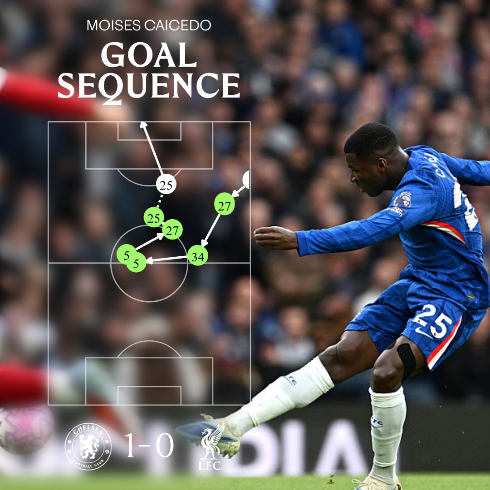 Moises Caicedo's goal against Liverpool | sportzpoint.com